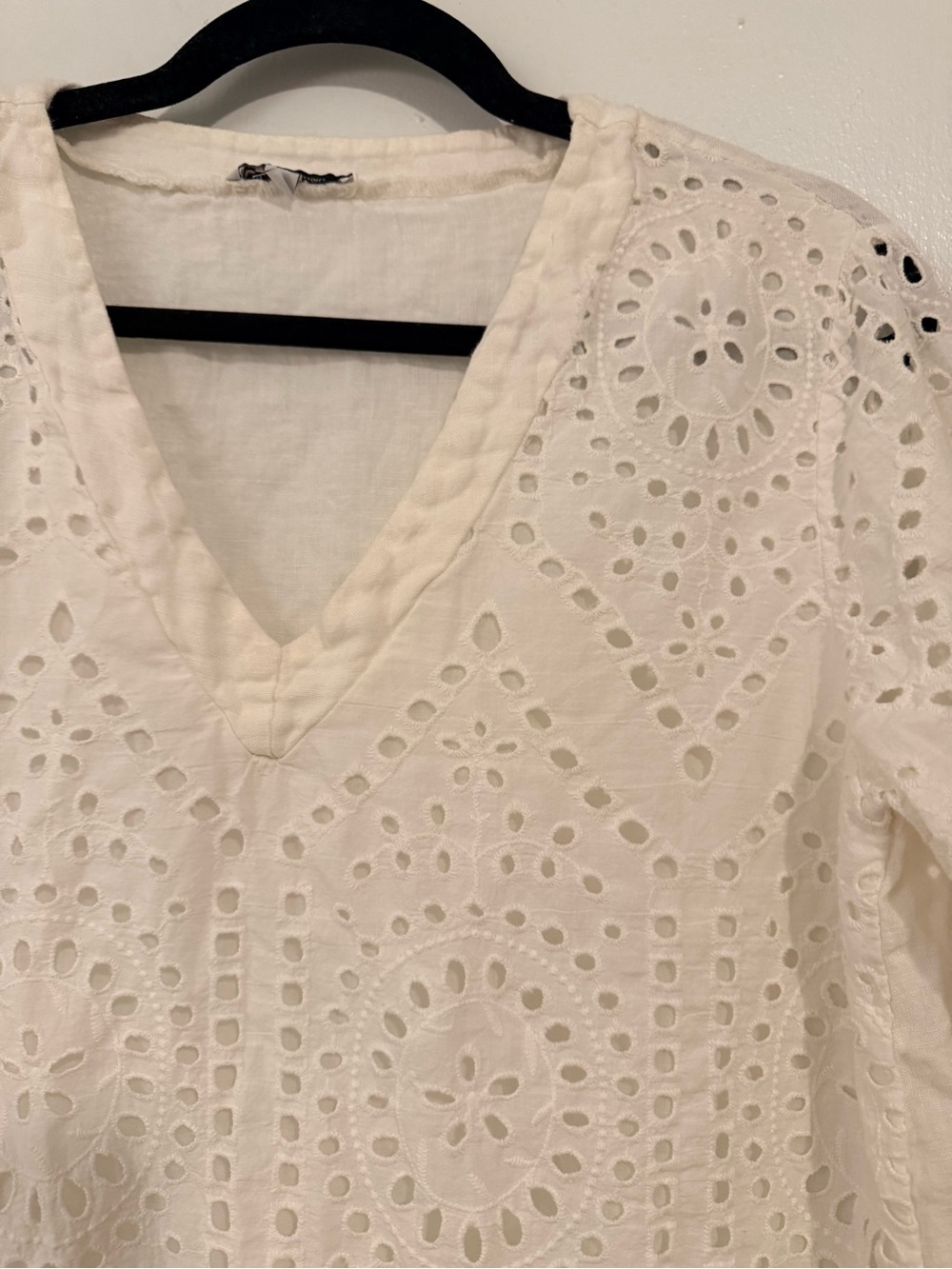 REVOLVE Cream Eyelet V-Neck Mini Dress - Picture 3 of 12